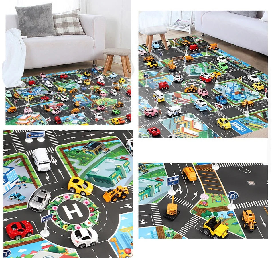 130*100 Tapete jogo de tráfego de cidade para bebés e crianças
