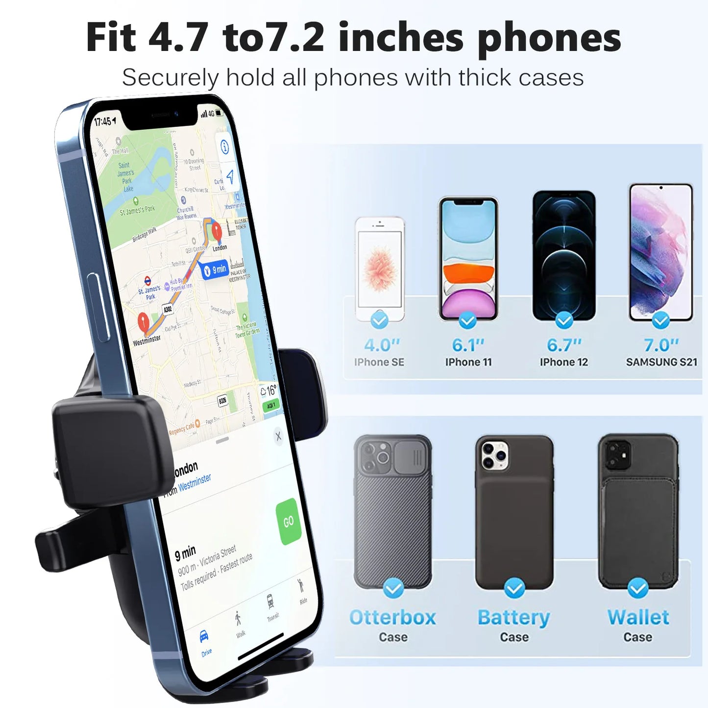Suporte de telefone para automóvel para para-brisas do tablier