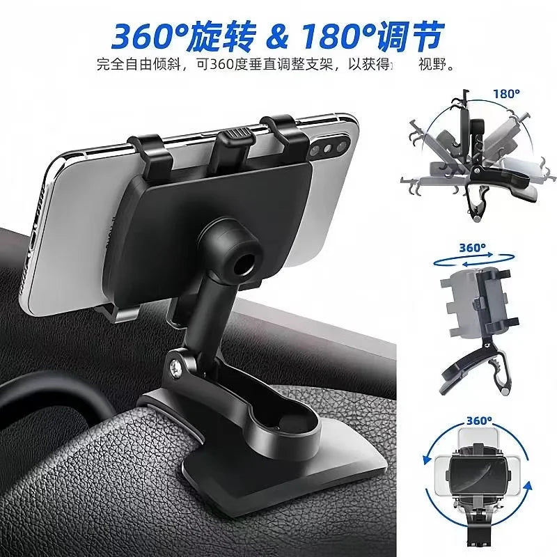 Suporte para telefone no painel do carro com para-brisas de 360° para smartphones de 4,0 a 7 polegadas