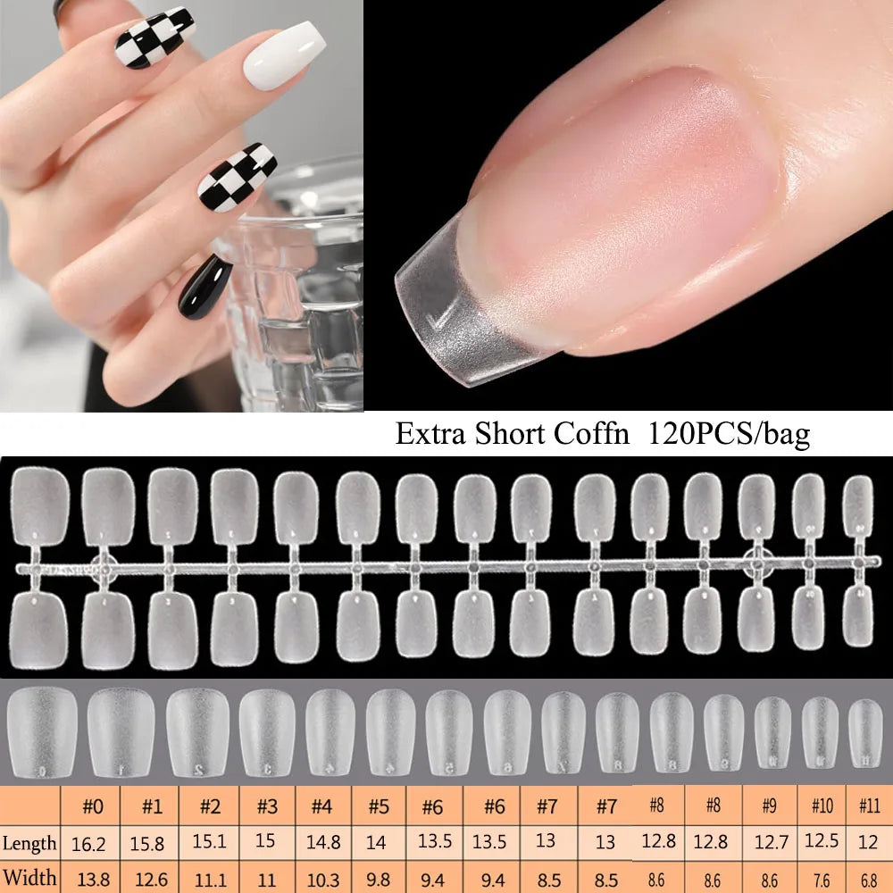 120 unidades/saco Pontas de unhas/postiças de pressão mate suaves