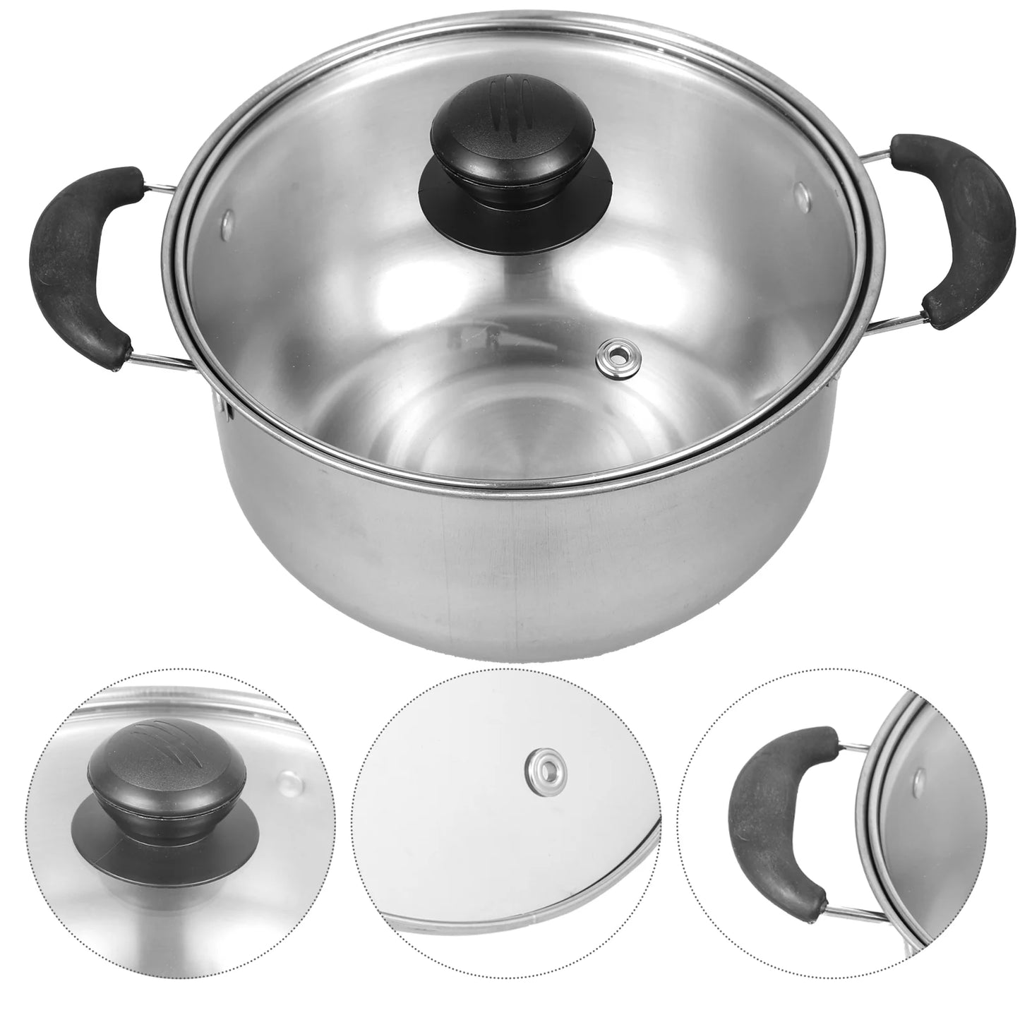 Pot Soup Cooking Stainless Steel Stock Lid Pan Pasta Kitchen Milk Cookware Saucepan Noodle Stew Noodles Stockpot Boiling Hot