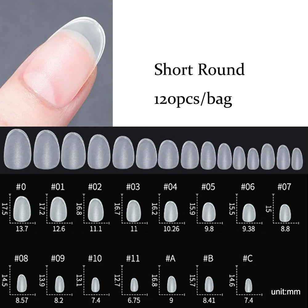 120 unidades/saco Pontas de unhas/postiças de pressão mate suaves