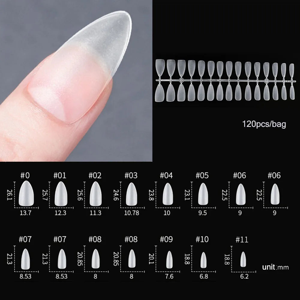 120 unidades/saco Pontas de unhas/postiças de pressão mate suaves