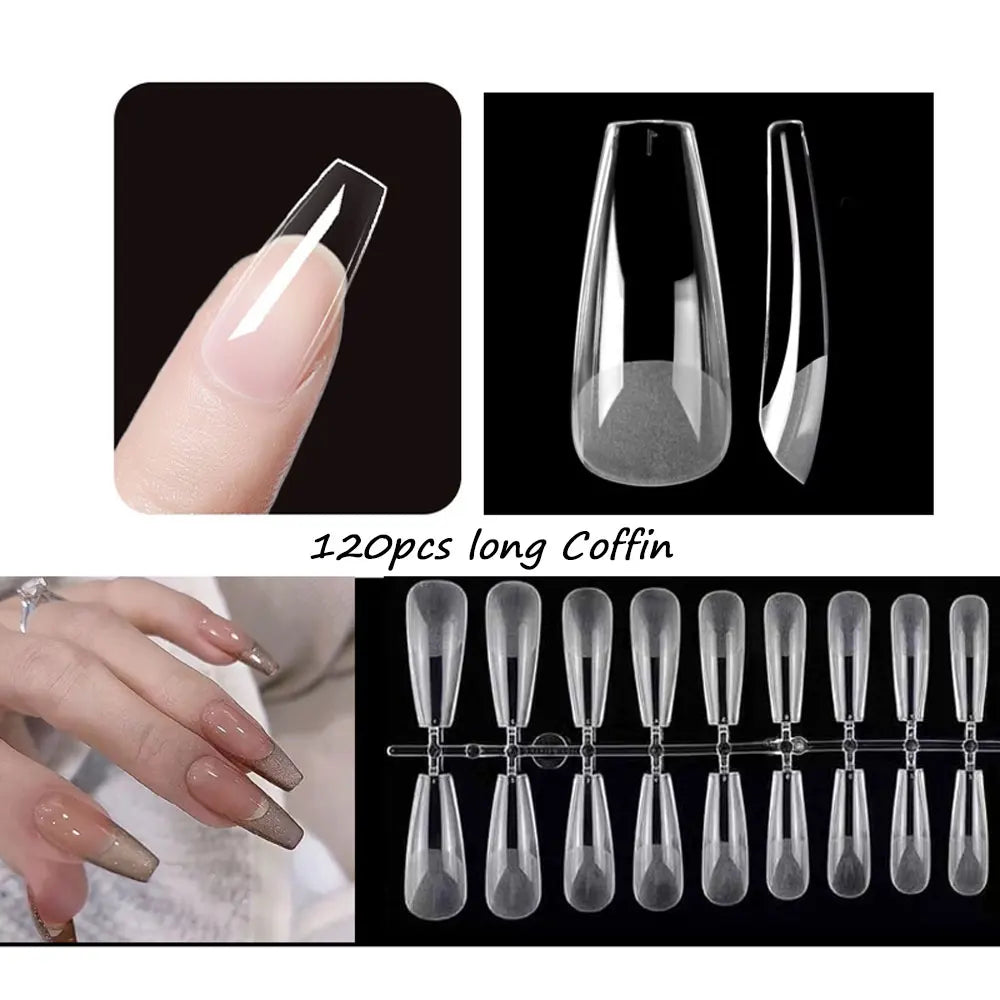 120 unidades/saco Pontas de unhas/postiças de pressão mate suaves