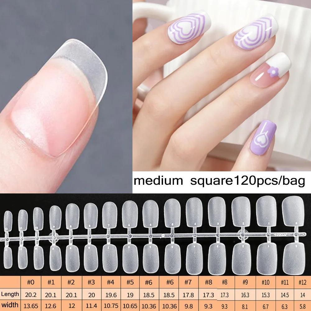 120 unidades/saco Pontas de unhas/postiças de pressão mate suaves
