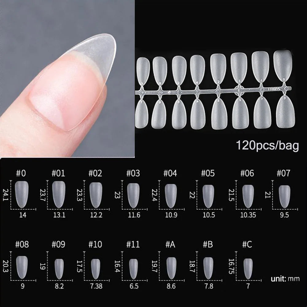 120 unidades/saco Pontas de unhas/postiças de pressão mate suaves
