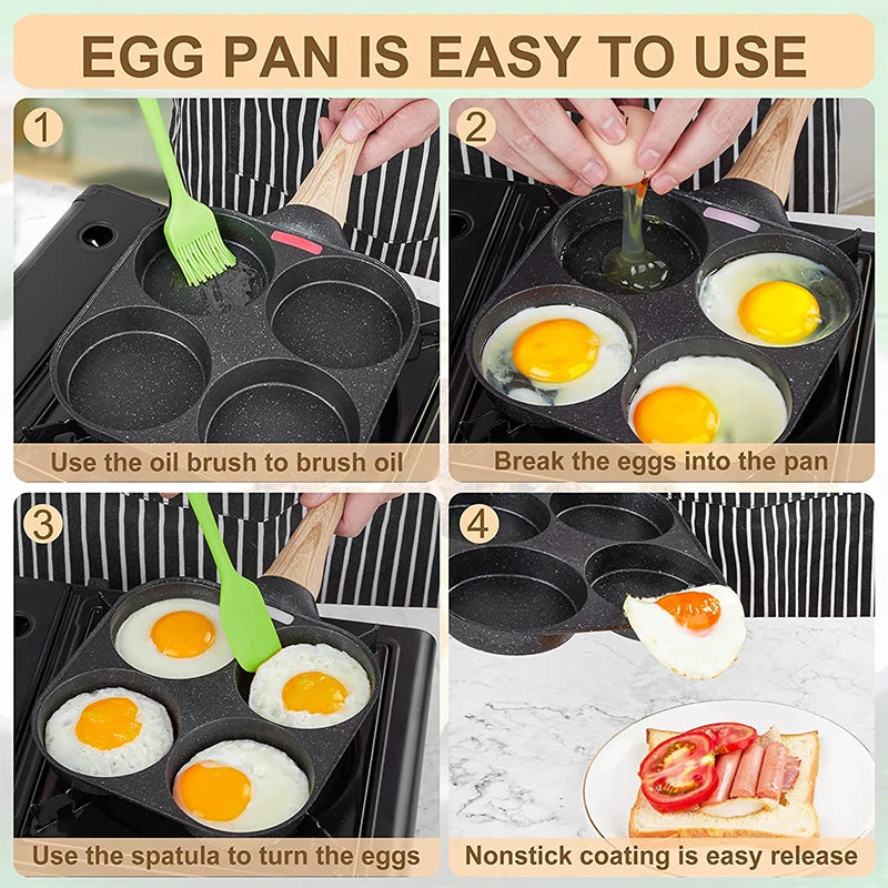 Panela para Pequena Almoço com 4 copos Revestimento Dividido com Pega Antiaderente