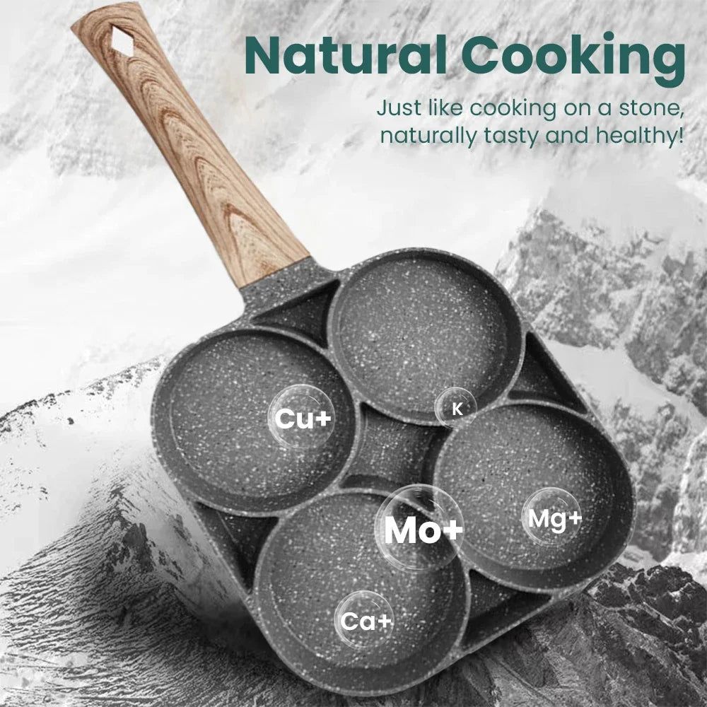 New McRib Four Hole Omelette Pan Flat Bottom Non-Stick Egg Pan Mini Frying Pan Breakfast Pan Kitchen Utensils Frying Pan