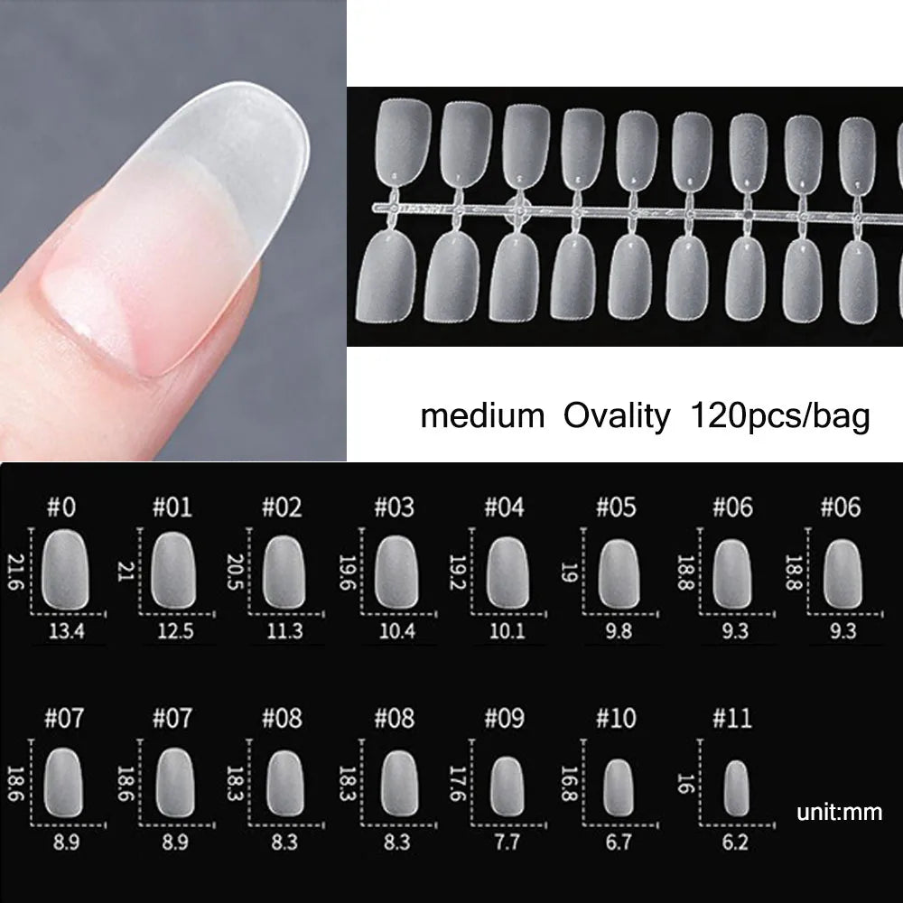 120 unidades/saco Pontas de unhas/postiças de pressão mate suaves