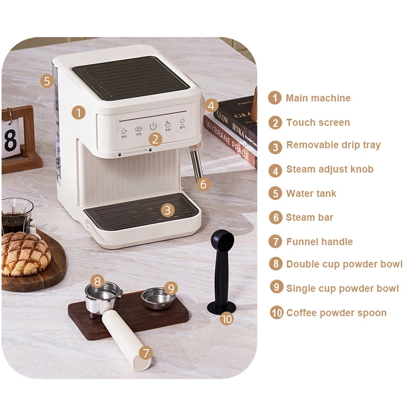 Máquina de café expresso multifunções automática com bocal de leite Espuma Latte Vapor 20bar Máquina de café extrator Cappuccino Panela de café EU US UK
