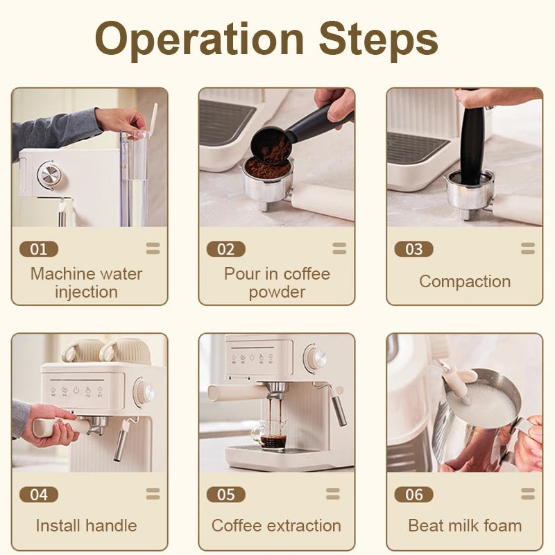 Máquina de café expresso multifunções automática com bocal de leite Espuma Latte Vapor 20bar Máquina de café extrator Cappuccino Panela de café EU US UK