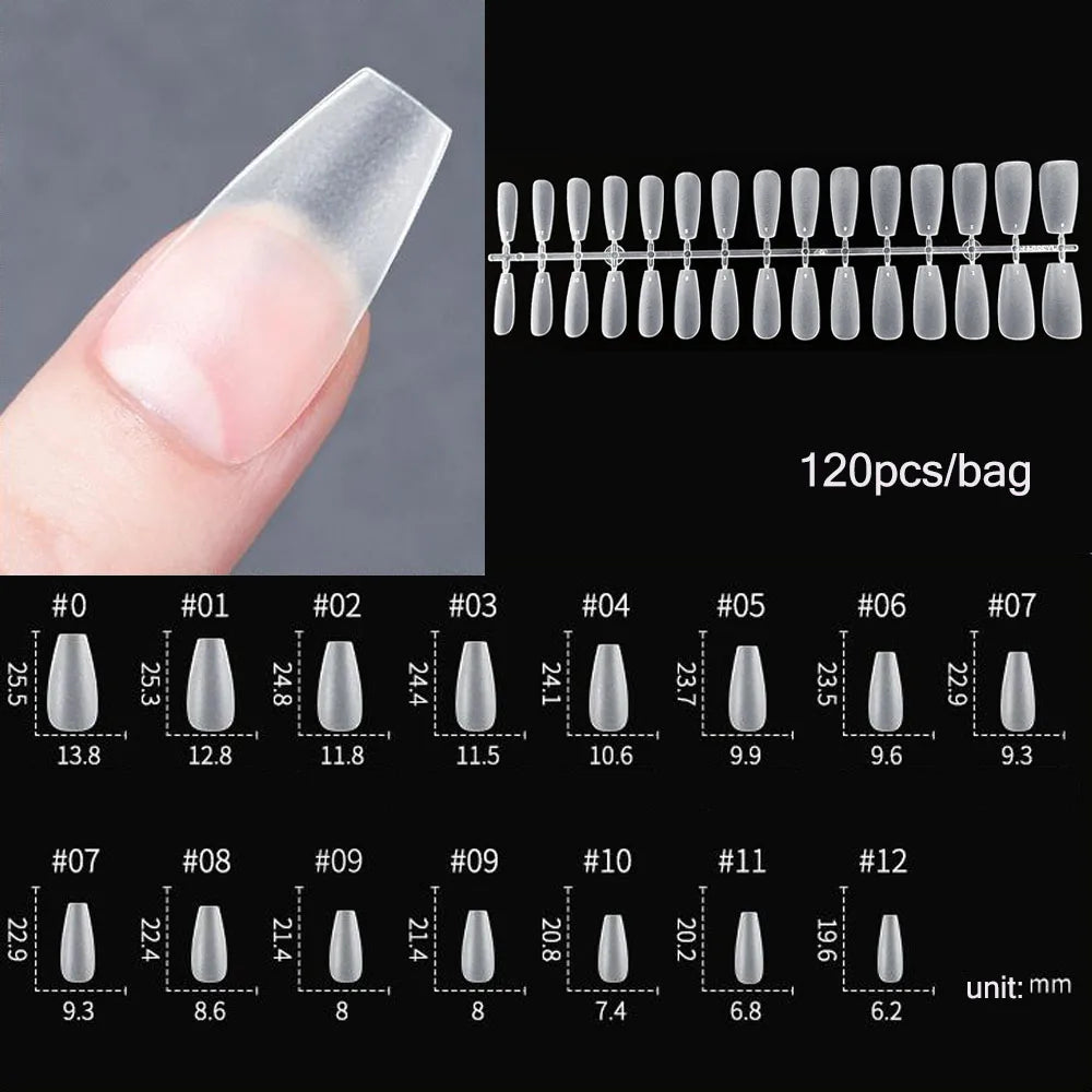 120 unidades/saco Pontas de unhas/postiças de pressão mate suaves