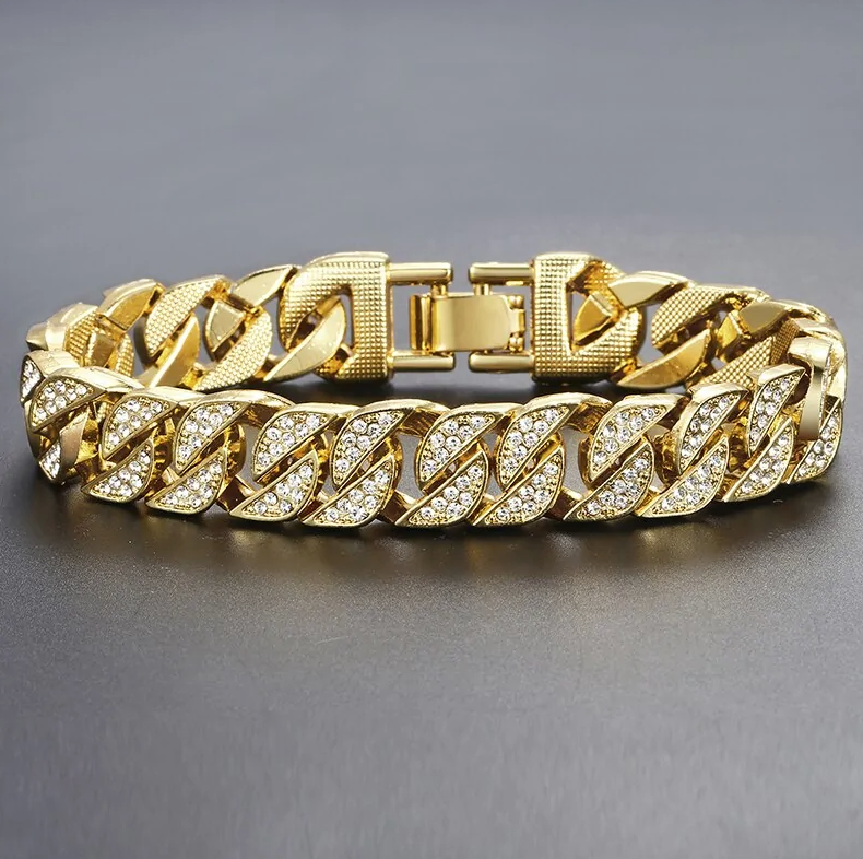 Pulseira cubana em ouro de Miami