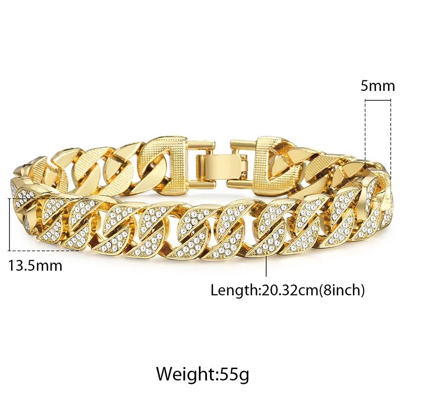 Pulseira cubana em ouro de Miami