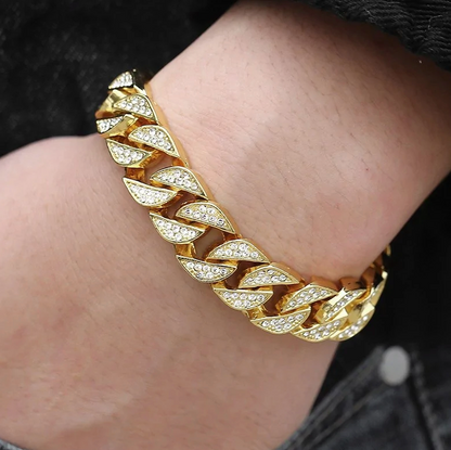Pulseira cubana em ouro de Miami