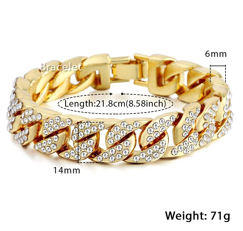 Pulseira cubana em ouro de Miami