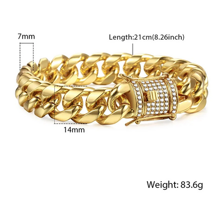 Pulseira cubana em ouro de Miami