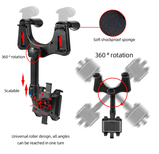 Suporte para telemóvel com rotação de 360° para automóvel
