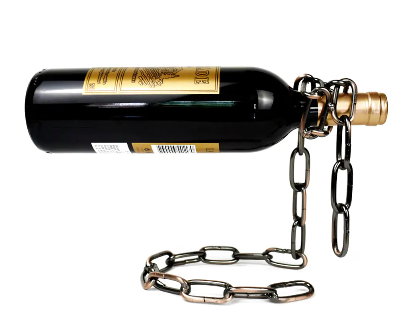 Porta-garrafas de vinho com corrente de ferro mágica