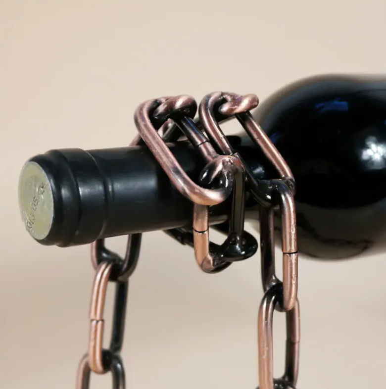 Porta-garrafas de vinho com corrente de ferro mágica