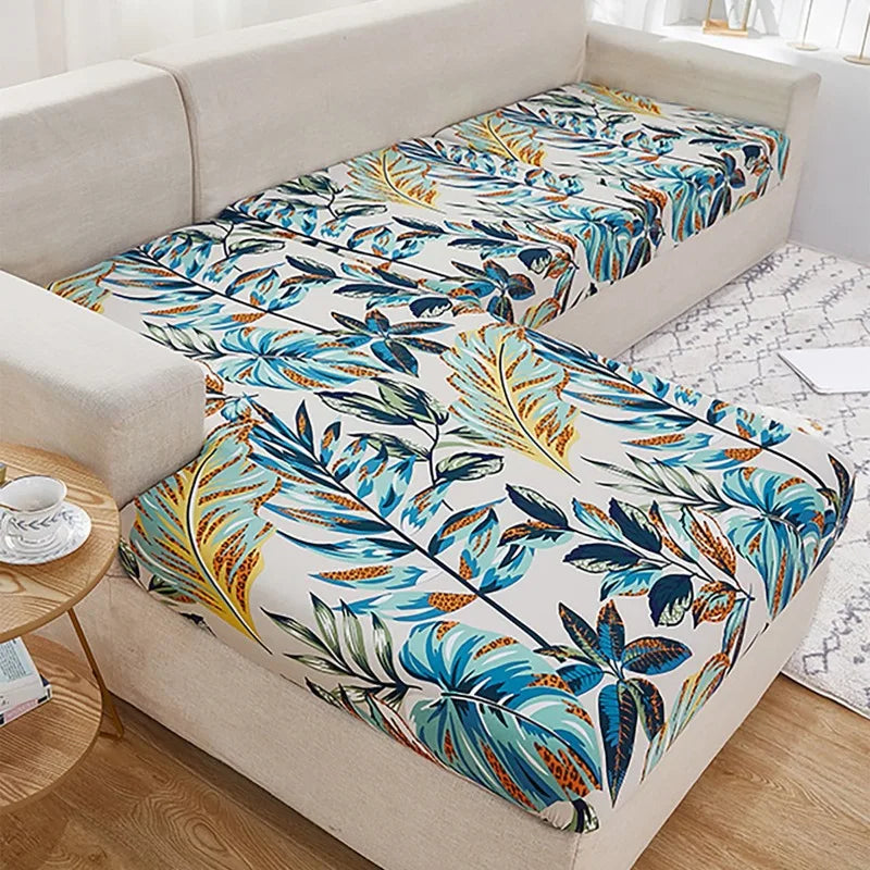 Waterproof Stretch Outdoor Sofa Covers Cushion Tropical Leaf Print Patio Furniture Protector Sectional Sofa Sets Slipcovers