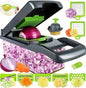 Cortador de legumes/fruta multifuncional 14/16 em 1 com cesto