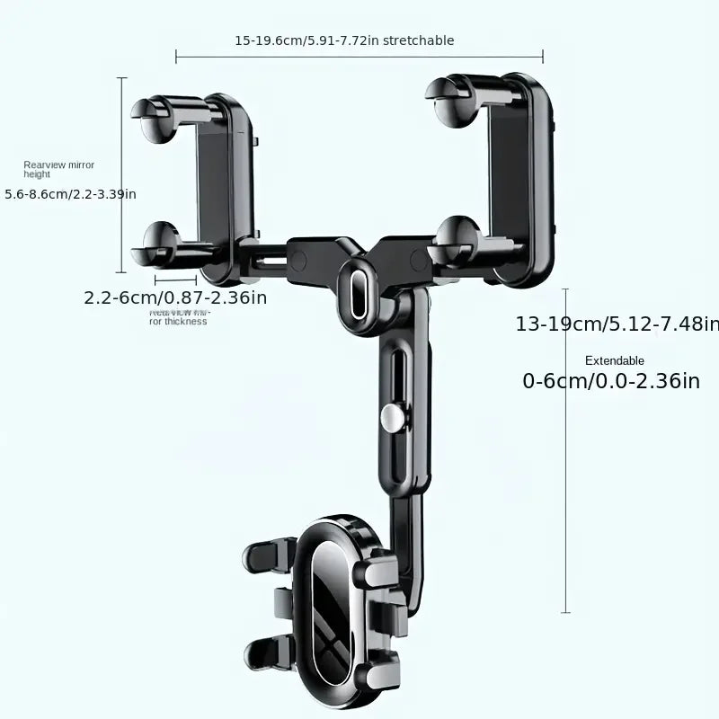 Suporte para telemóvel no espelho retrovisor do automóvel com rotação de 360°