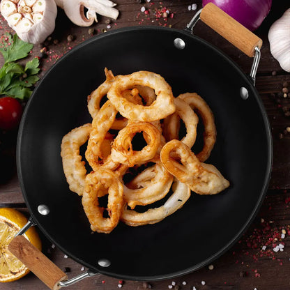 Panela Wok para Fritar Profundo Aço Mexer Metal Saute Quente Inoxidável [Panelas Chinesas]
