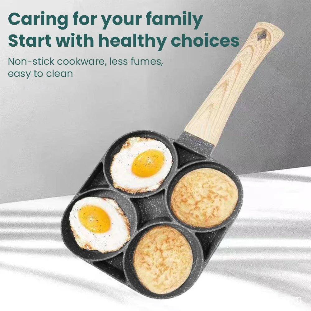 New McRib Four Hole Omelette Pan Flat Bottom Non-Stick Egg Pan Mini Frying Pan Breakfast Pan Kitchen Utensils Frying Pan