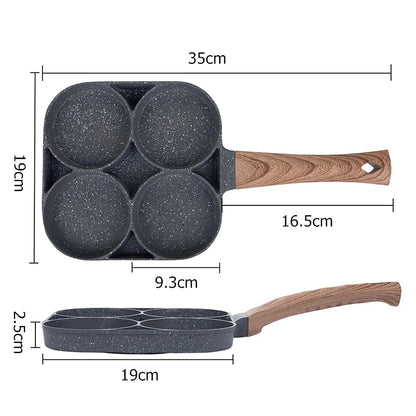 Panela para Pequena Almoço com 4 copos Revestimento Dividido com Pega Antiaderente