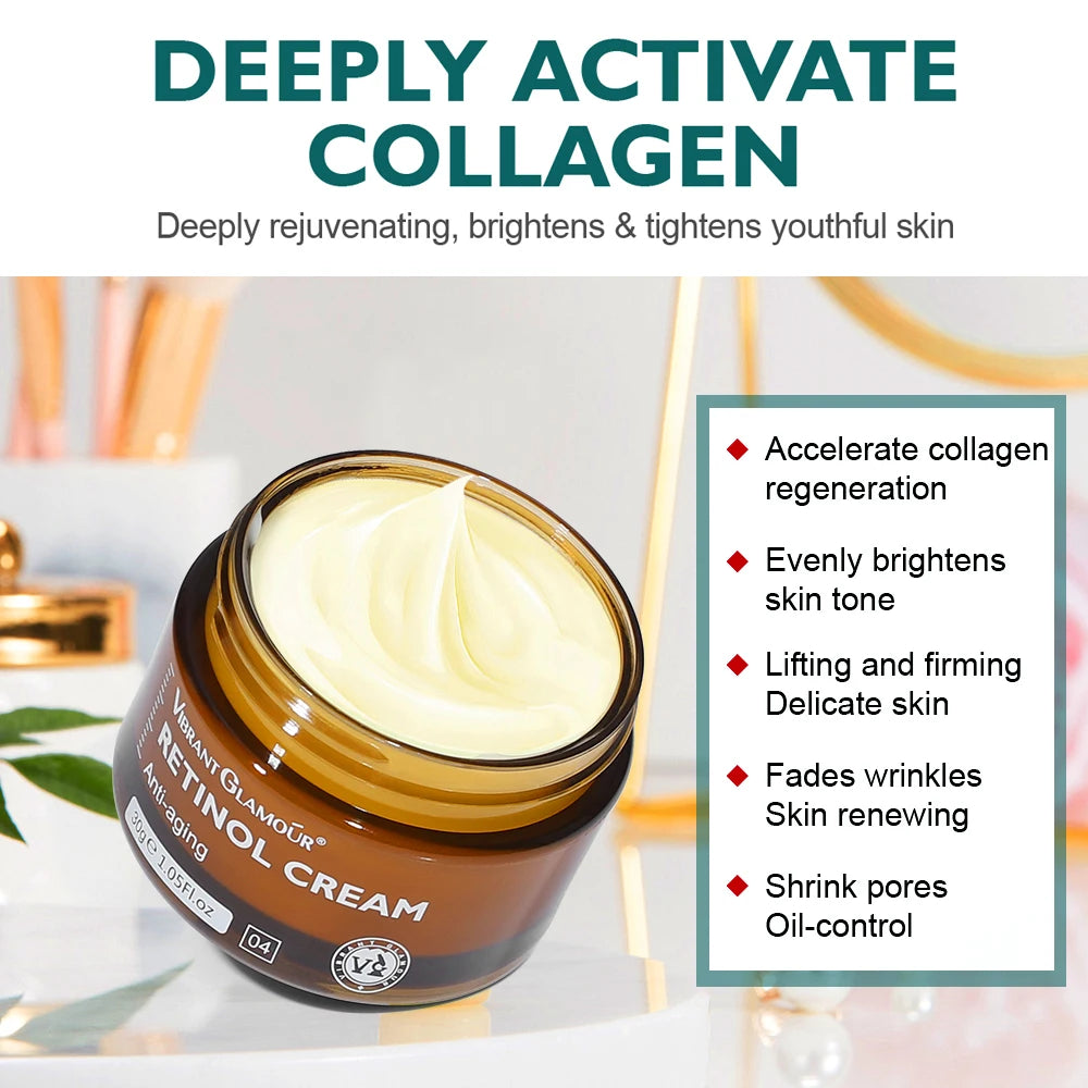 Retinol Face Whitening Cream Eye Serum Face Essence Anti Wrinkle Firming Lifting Improve Lines Brightening Fine Moisturizing