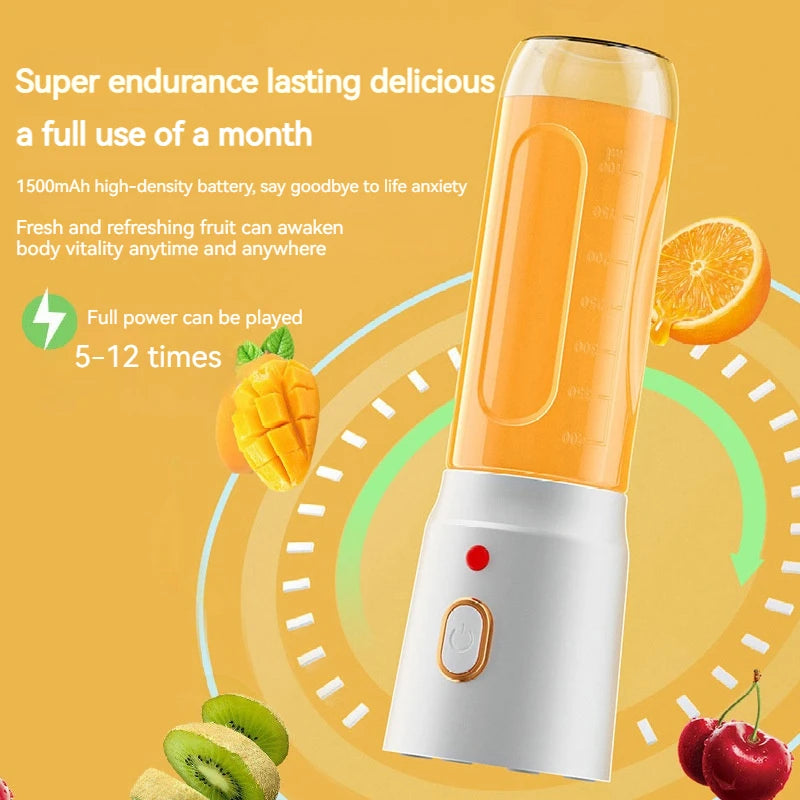Liquidificador portátil sem fios Máquina de sumo de fruta eléctrica para triturar gelo de laranja 10 lâminas Máquina auxiliar de alimentos
