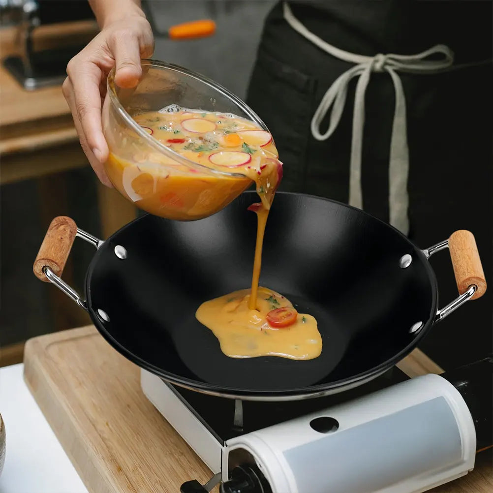 Panela Wok para Fritar Profundo Aço Mexer Metal Saute Quente Inoxidável [Panelas Chinesas]
