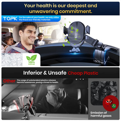 TOPK Suporte para telemóvel no painel de instrumentos do carro Rotação de 360 graus