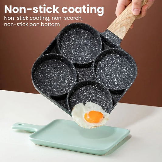 New McRib Four Hole Omelette Pan Flat Bottom Non-Stick Egg Pan Mini Frying Pan Breakfast Pan Kitchen Utensils Frying Pan