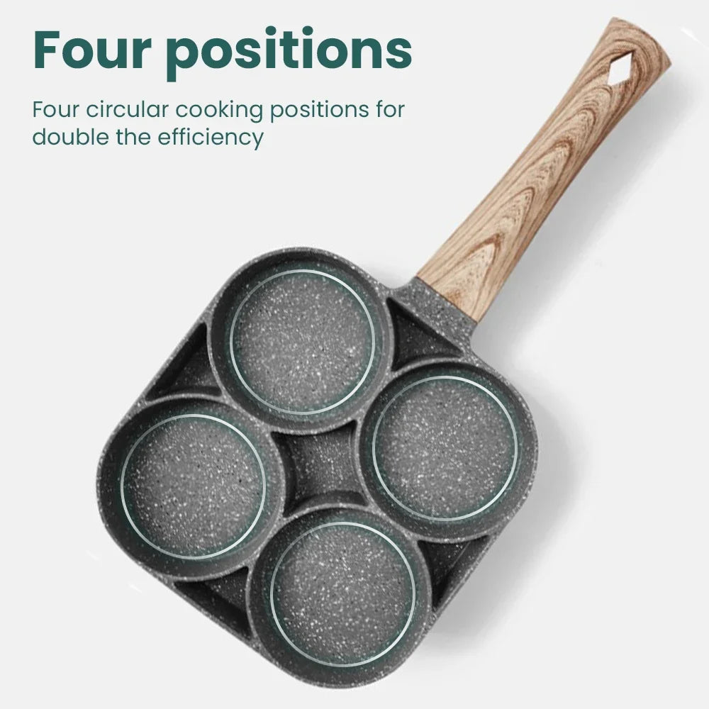 New McRib Four Hole Omelette Pan Flat Bottom Non-Stick Egg Pan Mini Frying Pan Breakfast Pan Kitchen Utensils Frying Pan