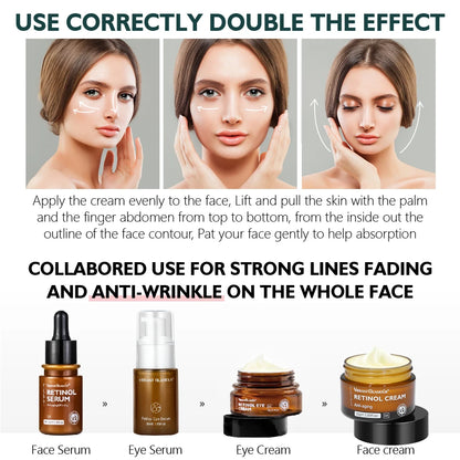 Retinol Face Whitening Cream Eye Serum Face Essence Anti Wrinkle Firming Lifting Improve Lines Brightening Fine Moisturizing